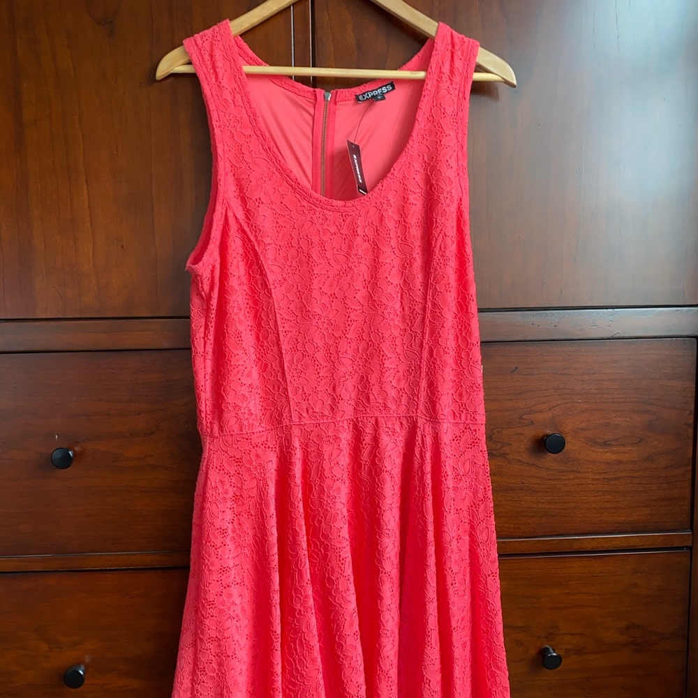 BRAND NEW Expresss pink lace floral dress